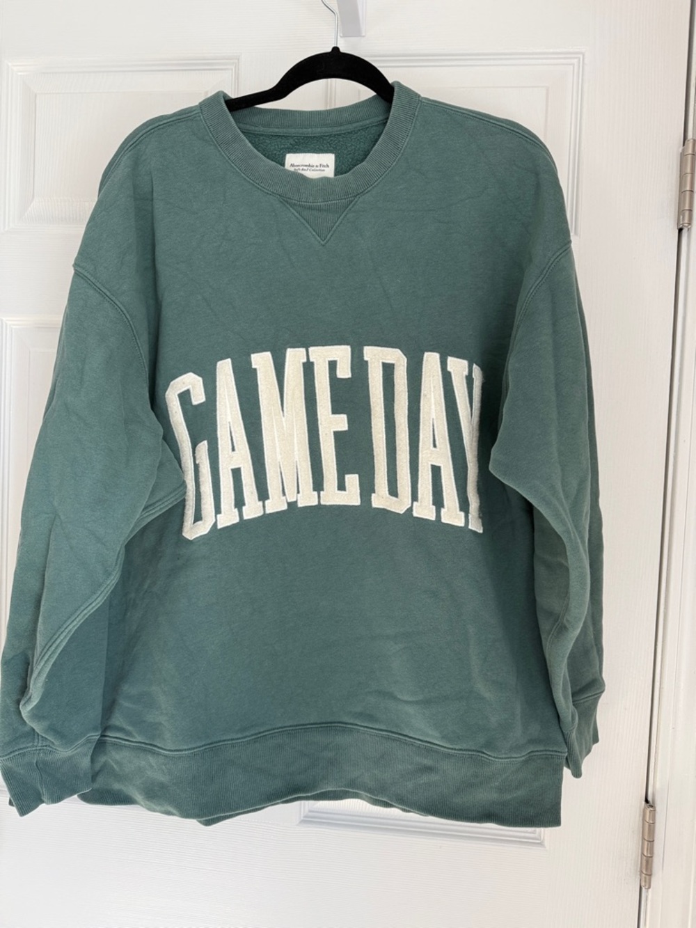 Abercrombie & Fitch Teal Green 'GAME DAY' Crewneck Sweatshirt